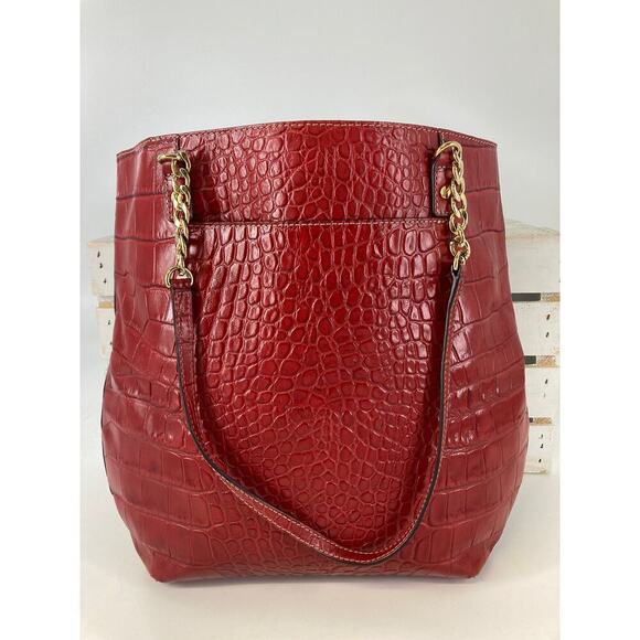 MICHEAL KORS, LARGE RED LEATHER ANIMAL PRINT SHOULDER BAG - Picture 5 of 11